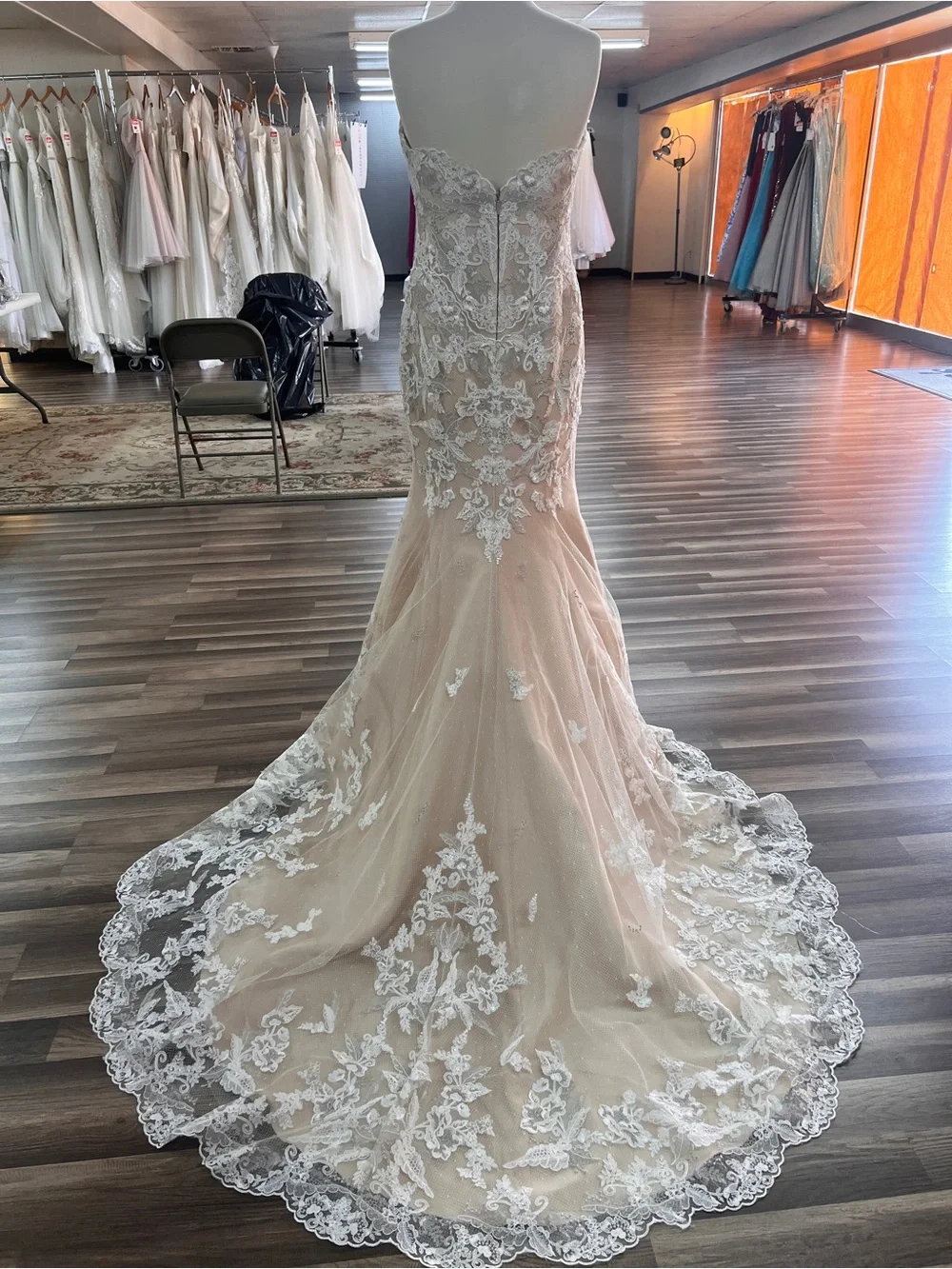 Watters Strapless Lace Mermaid Wedding Dress in Oatmeal and Ivory - Picture 3 of 4